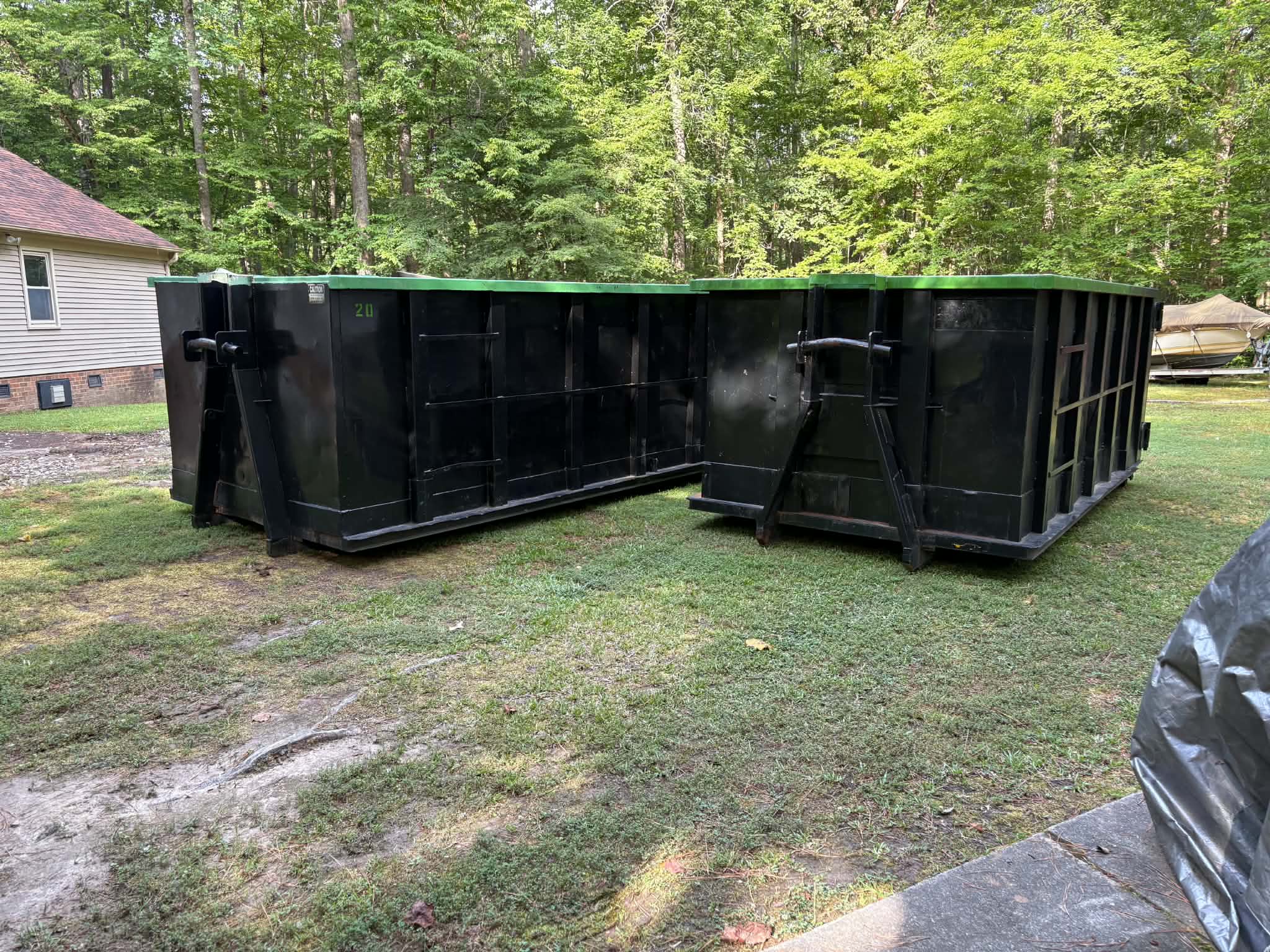 RISE Dumpsters 20-yard roll-off dumpster rental for large cleanouts and demolition in Portsmouth, VA.